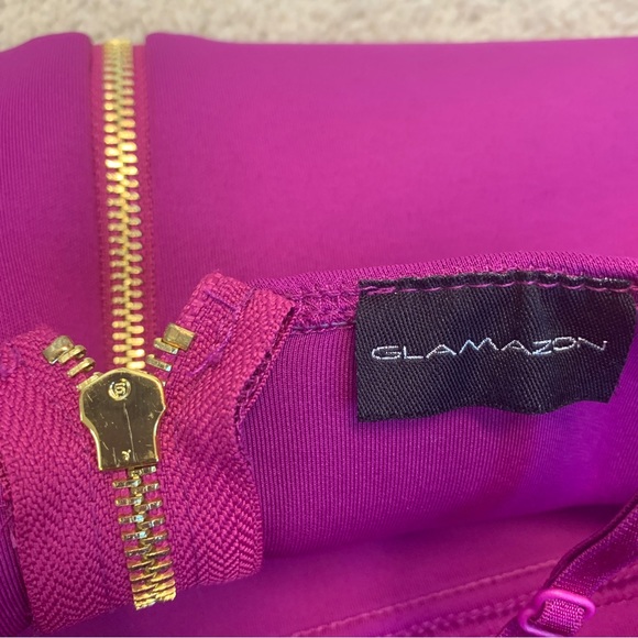 Bright purple deep V sweetheart neckline spaghetti strap bodycon bandage dress M - Picture 5 of 9